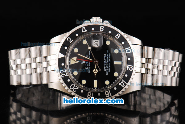 Rolex GMT Master Oyster Perpetual Automatic Movement ETA Case with Black Bezel-Yellow Markers and Black Dial - Click Image to Close